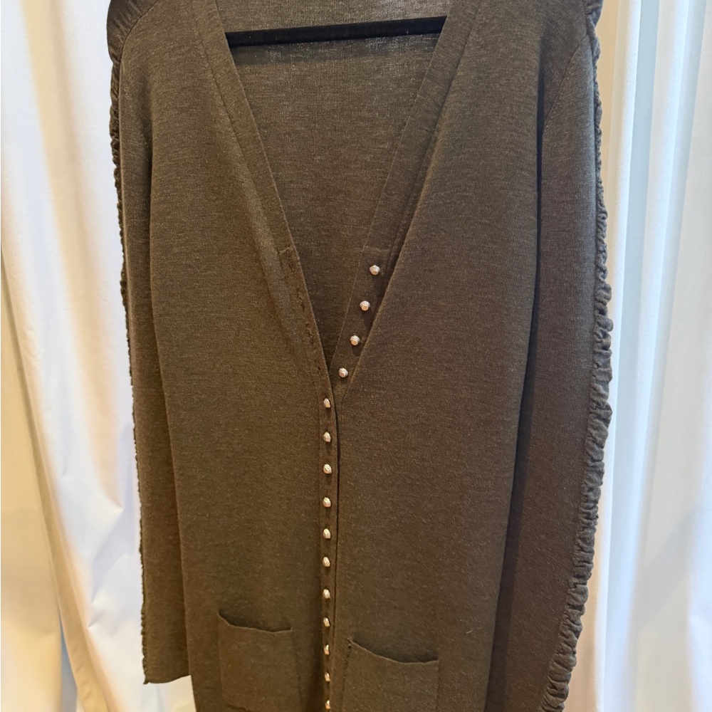 Balenciaga Olive Cardigan with Silver button Details